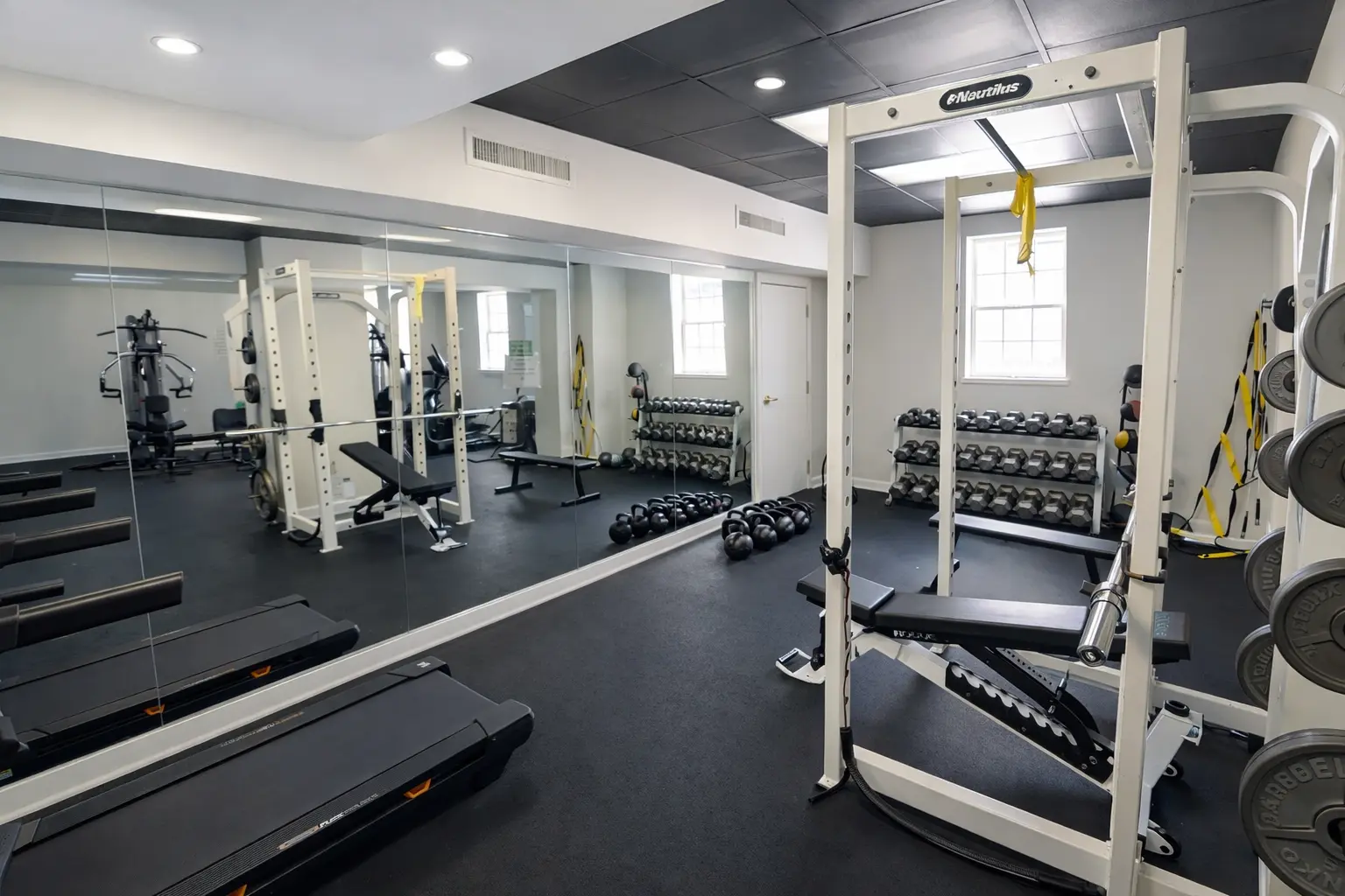 fitness center mirror wall at Danville Golf Club