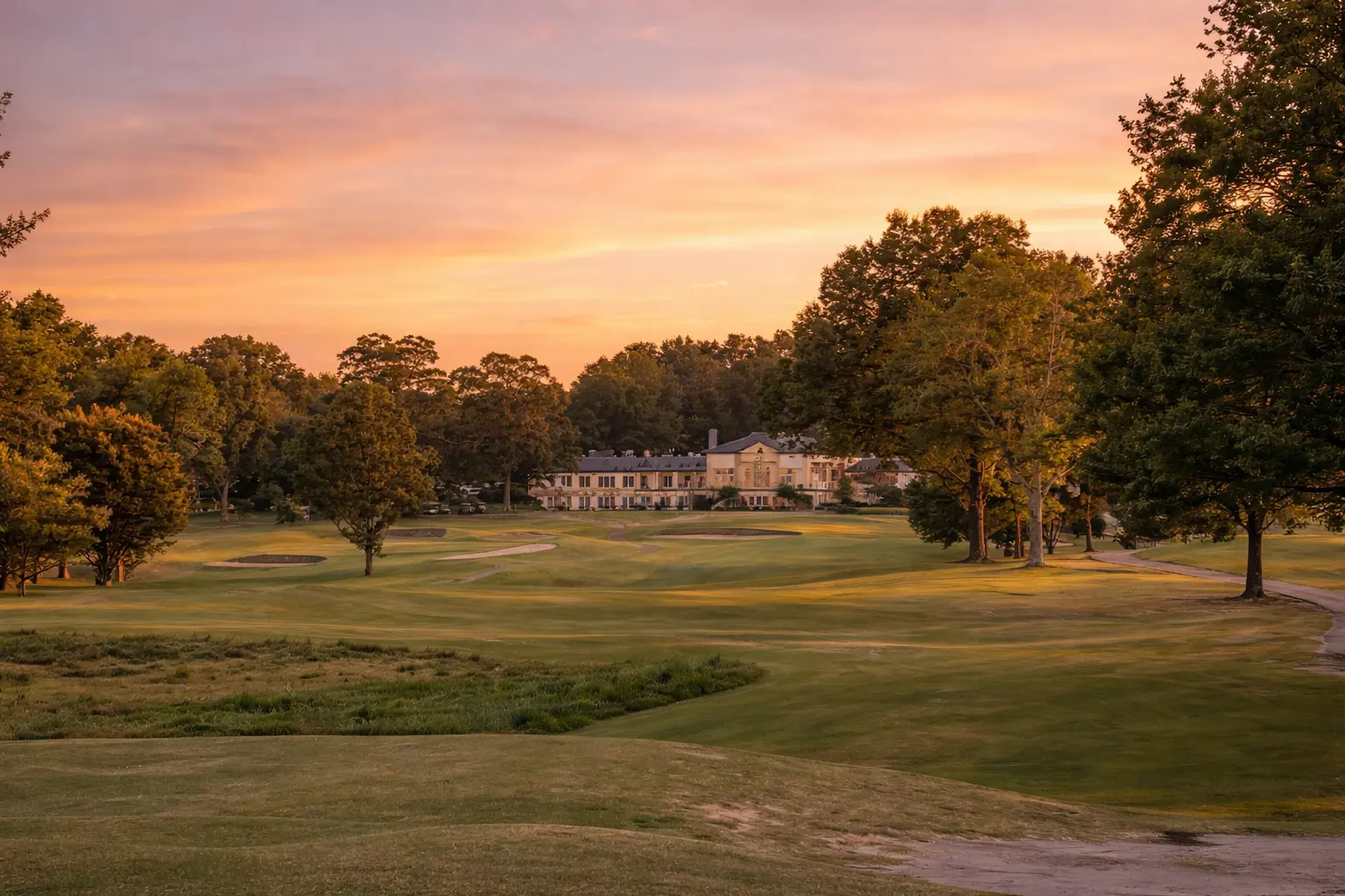 Danville Golf Club 18th hole at sunset